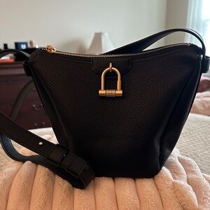 DKNY Black Crossbody Bag with Gold Lock Accent